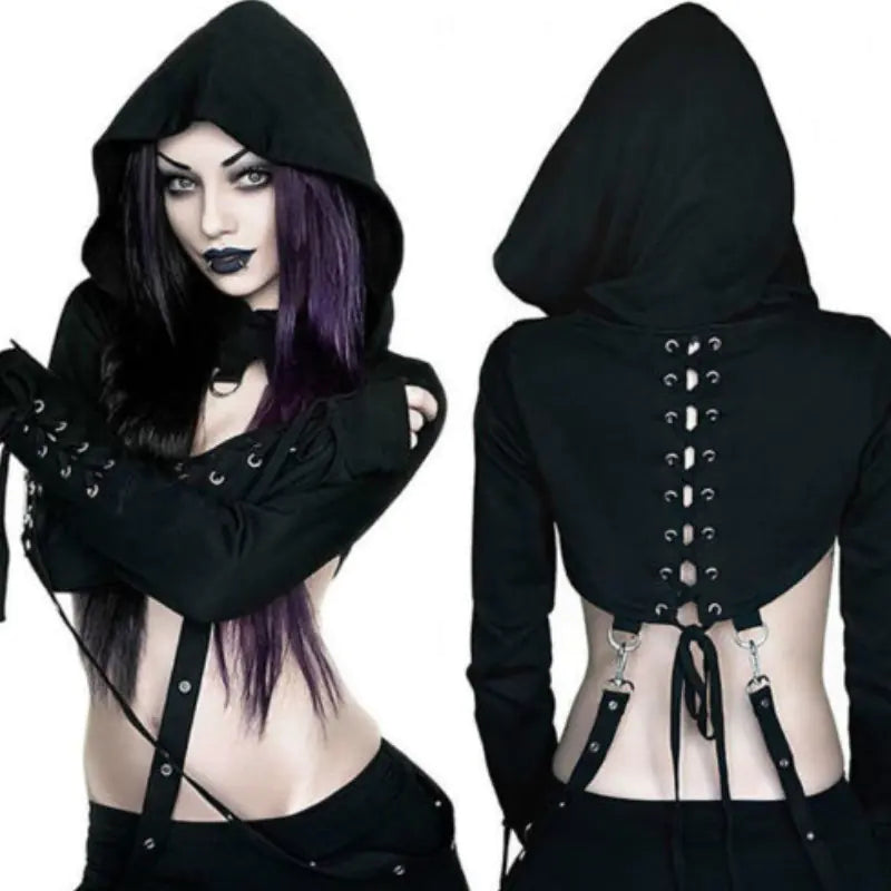 Gothic Hooded Long Sleeve Hoodie for Halloween