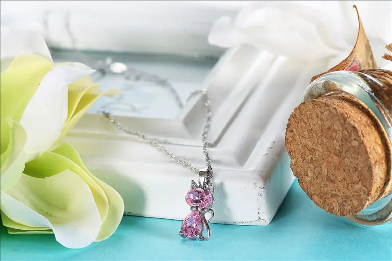 925 Sterling Silver Cat Pendant Necklace