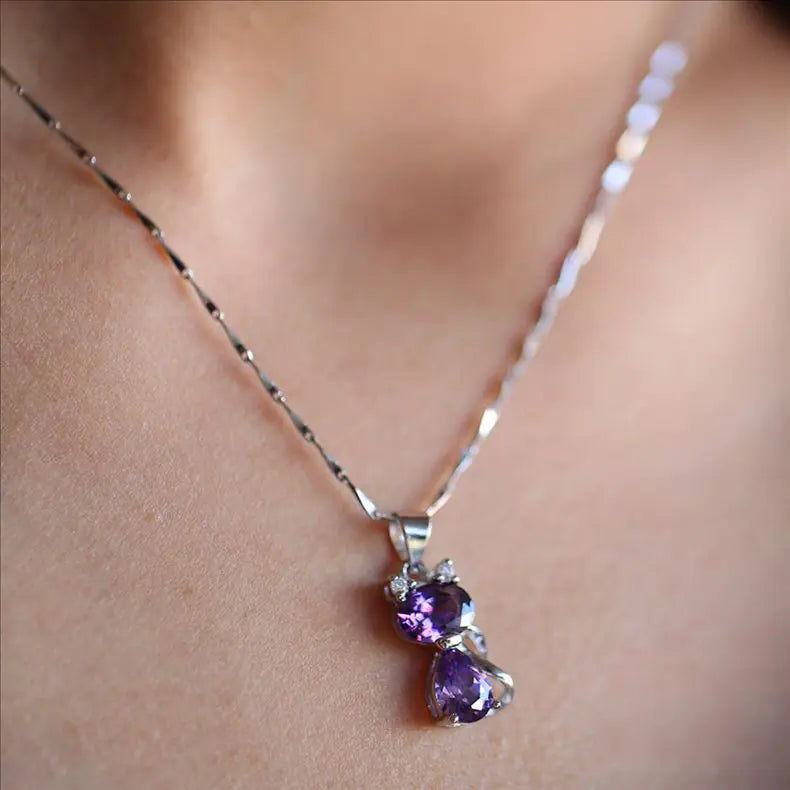 925 Sterling Silver Cat Pendant Necklace