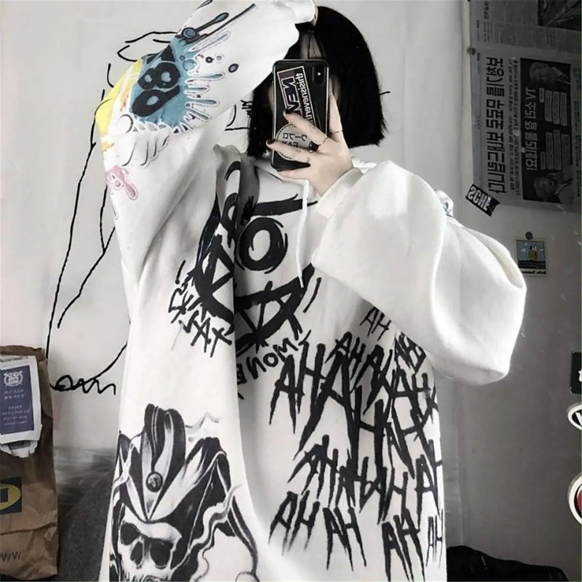Cool Tie Dye Harajuku Hoodie for Women - Gothic Style