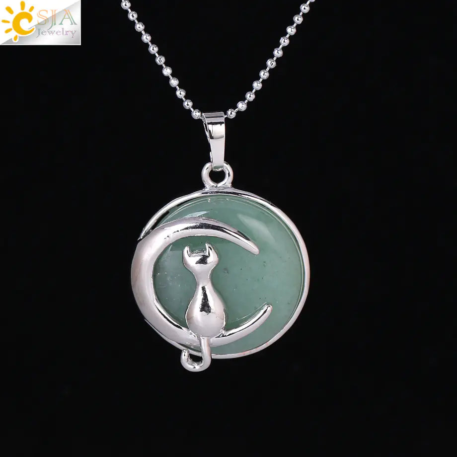 Cute Minimalist Moon Cat Pendant Necklace