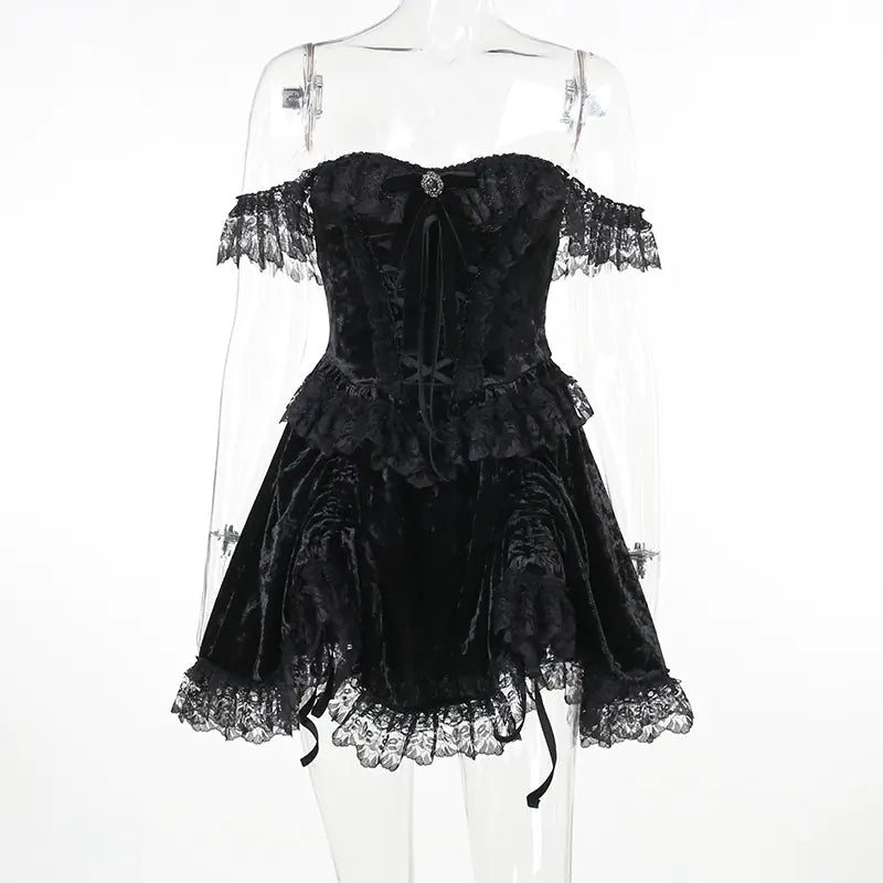 Off-Shoulder Dark Gothic Style Dress