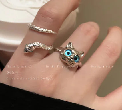 Cat Snake Ring for Women, Fashion Cold Style