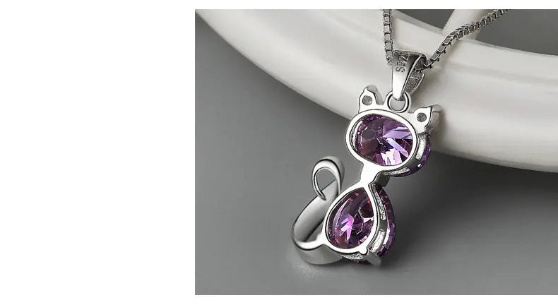 925 Sterling Silver Cat Pendant Necklace
