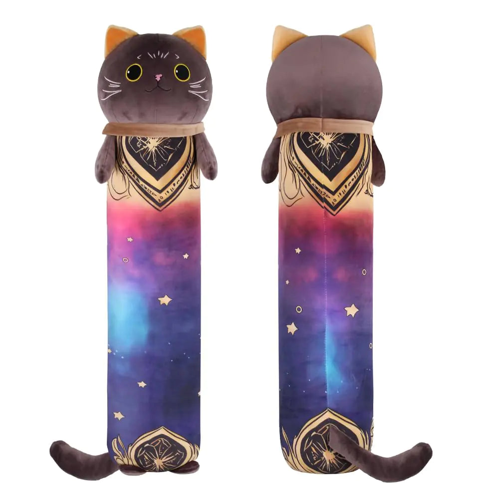 Kawaii Long Cat Plush Body Pillow 20”Soft Cute Black Stuffed Animals Plushies Kids Big Doll Toys Ideal Gifts for CuddlesGirlsGirlfriendBoysBirthdayChristmasHalloweenValentines Day