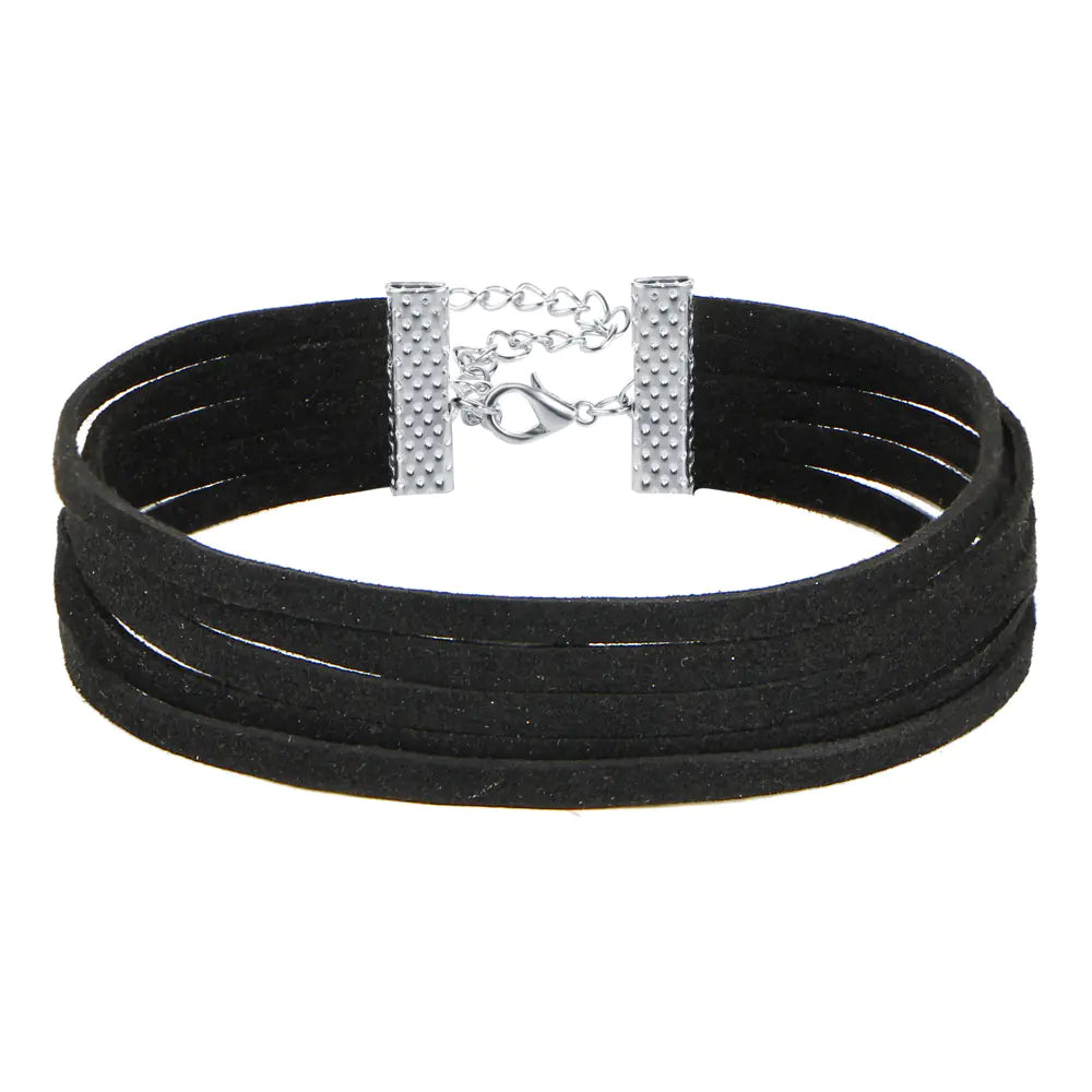 Gothic Minimalist Choker Necklace Set with Lace