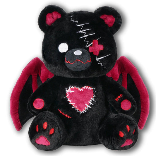 Scary Goth Teddy Plush-Creepy Emo Bear Stuffed Animal-Horror Plushie Animal