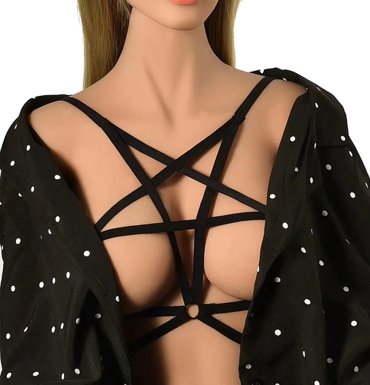 Gothic Punk Style Star Harness Lingerie Set