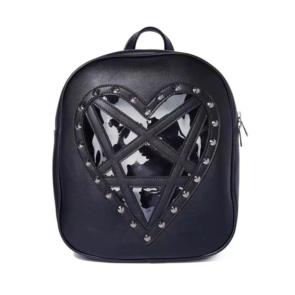 Gothic Transparent Heart Backpack with Studs