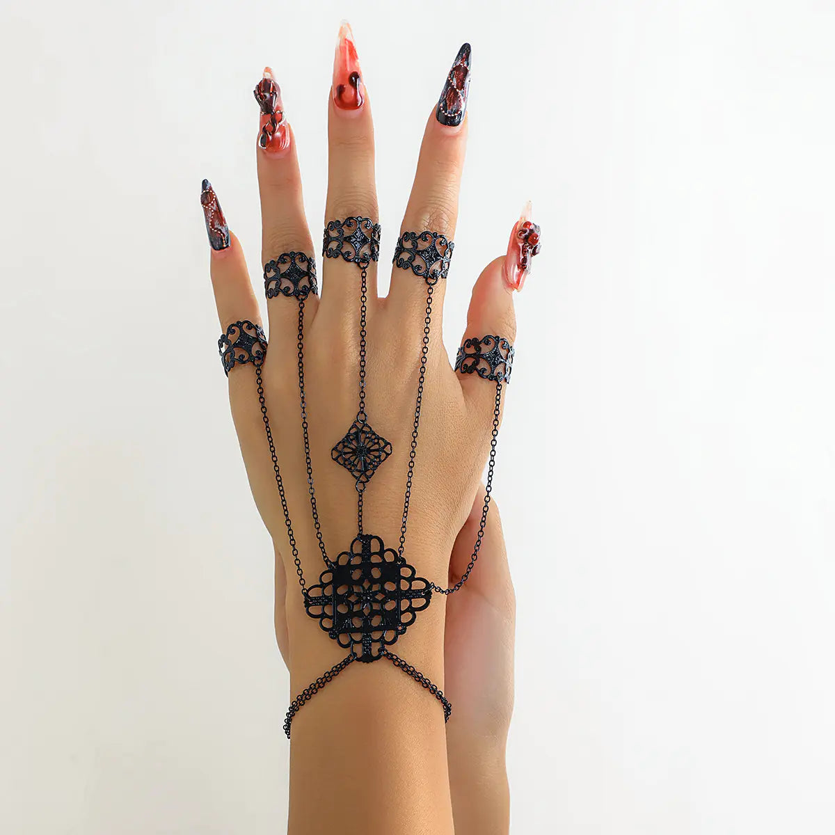 Punk Goth Exaggerated Finger Tassel Bracelet