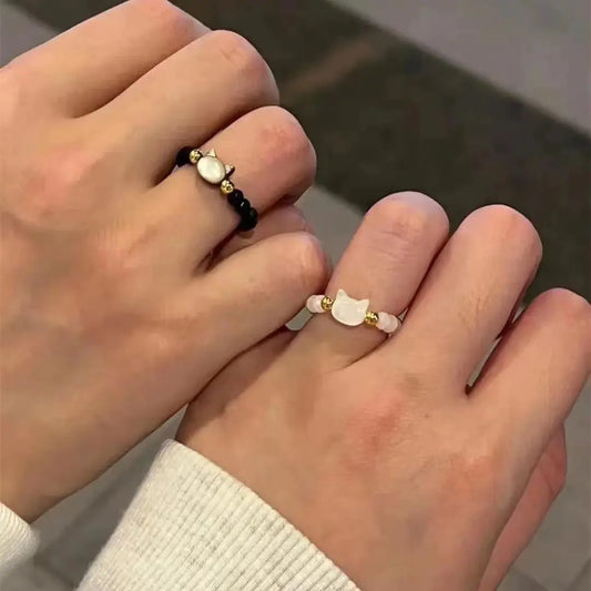 Cute Cat Couple Pair Ring for Instagram Niche