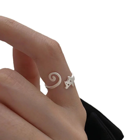 Cute Adjustable Cat Ring for Girls - Minimalist Design