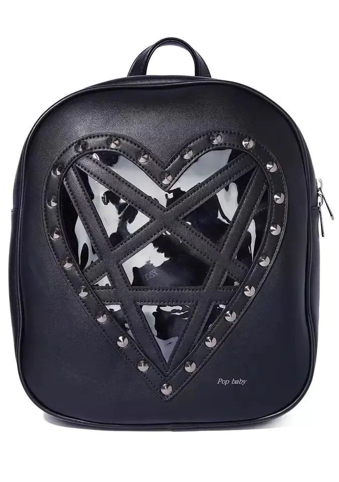 Gothic Transparent Heart Backpack with Studs