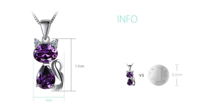 925 Sterling Silver Cat Pendant Necklace