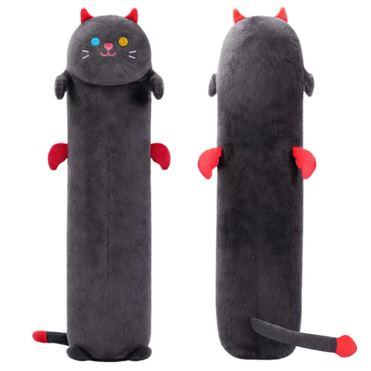 Long Cat Plush 5 Sizes 120% Extra Filling Giant Plushness Kids Body Pillow Kawaii Cute Black Cat Stuffed Animals Plushies Big Long Body Pillow Cat Plush Gift for Girls 44”