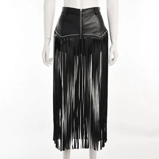 Gothic Short Skirt with Rivet Fringes in Style