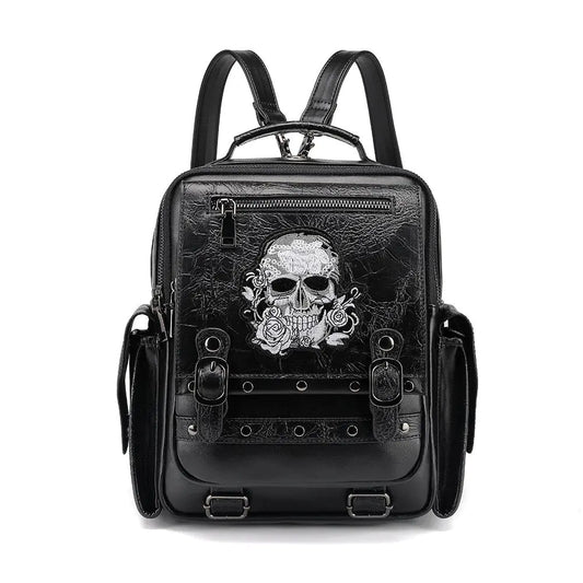 Gothic Skull Head Embroidered Shoulder Bag for Women