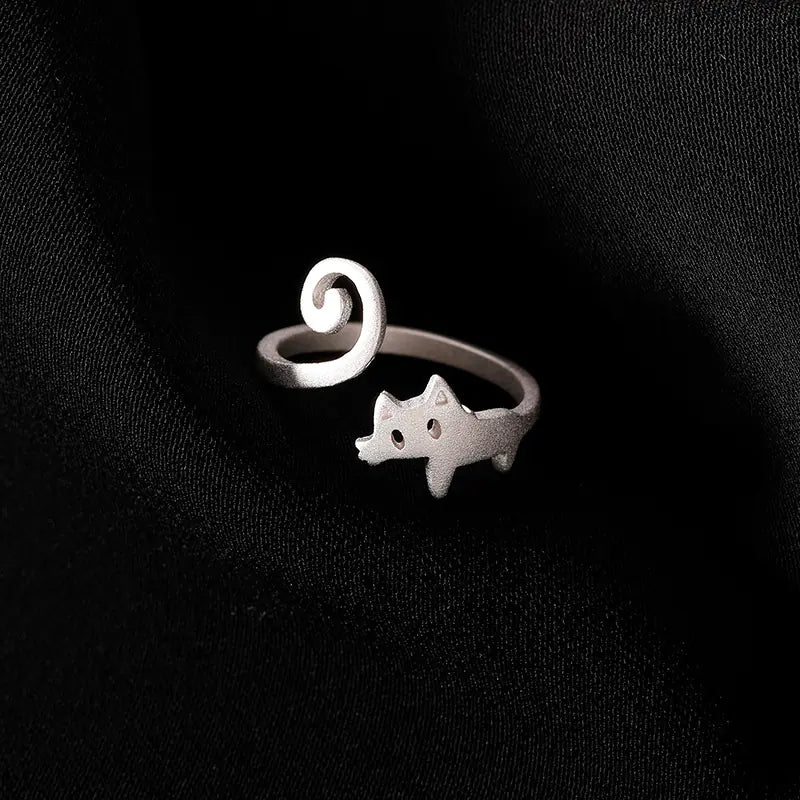 Cute Adjustable Cat Ring for Girls - Minimalist Design