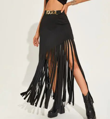 Gothic Short Skirt with Rivet Fringes in Style