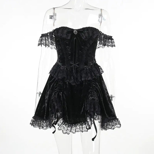 Off-Shoulder Dark Gothic Style Dress
