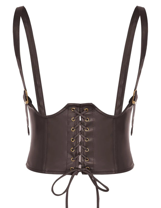 Scarlet Darkness Women Steampunk Gothic Cincher Belt Underbust Elastic Waist Corset Belt Coffee XL