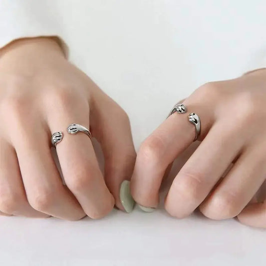 S925 Silver Cat Paw Print Ring
