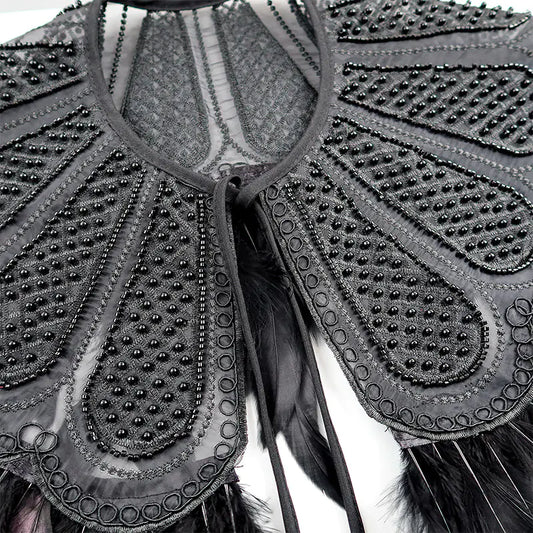 Gothic Style Leather Feather Cape for Parties