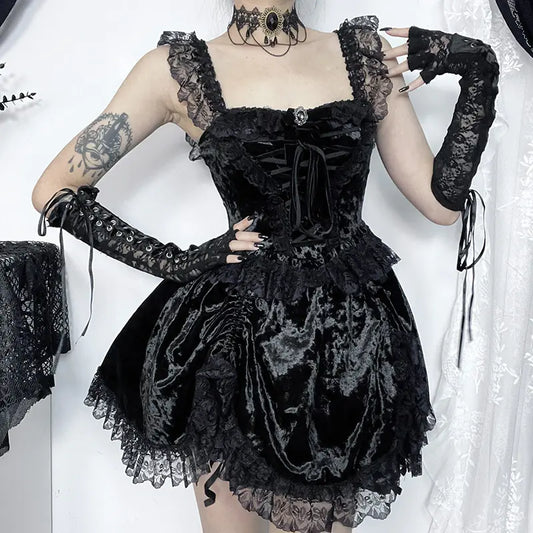 Off-Shoulder Dark Gothic Style Dress