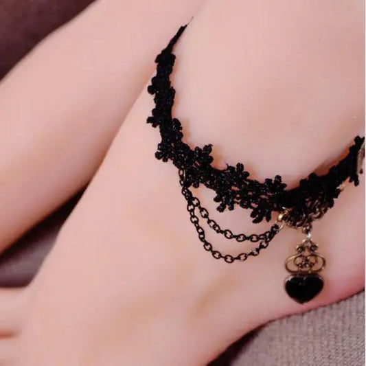 Gothic Retro Peach Heart Women's Anklets