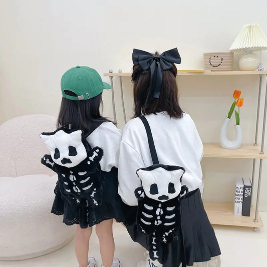 Cute Cartoon Black Plush Backpack