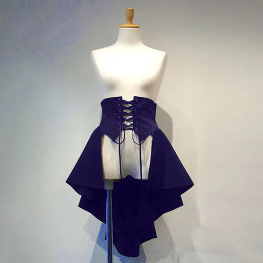 Gothic Irregular High-Waist Skirt with Drawstring