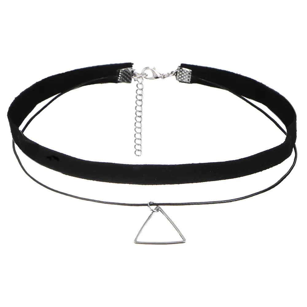 Gothic Minimalist Choker Necklace Set with Lace