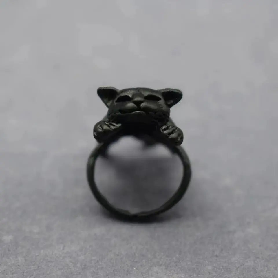 Adjustable Opening Ring - Cute Lazy Cat Design