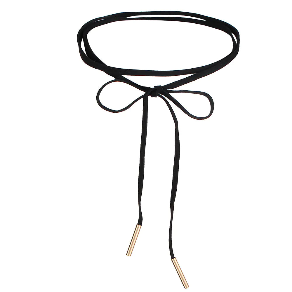 Gothic Minimalist Choker Necklace Set with Lace