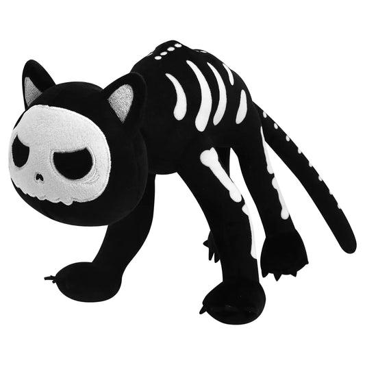 Stuffed Plush Toys Halloween Black Cat Plush Toy Skeleton Black Cat Stuffed Animal Pillows Black Cat Plushie Toys Gifts for Kids Adults Birthday Gifts Halloween Home Decor