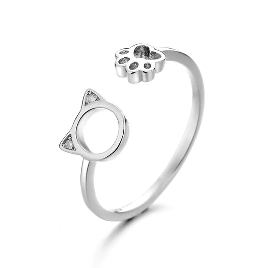 Cute Cat Claw Cut-out Diamond Ring