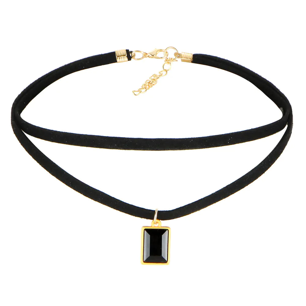 Gothic Minimalist Choker Necklace Set with Lace