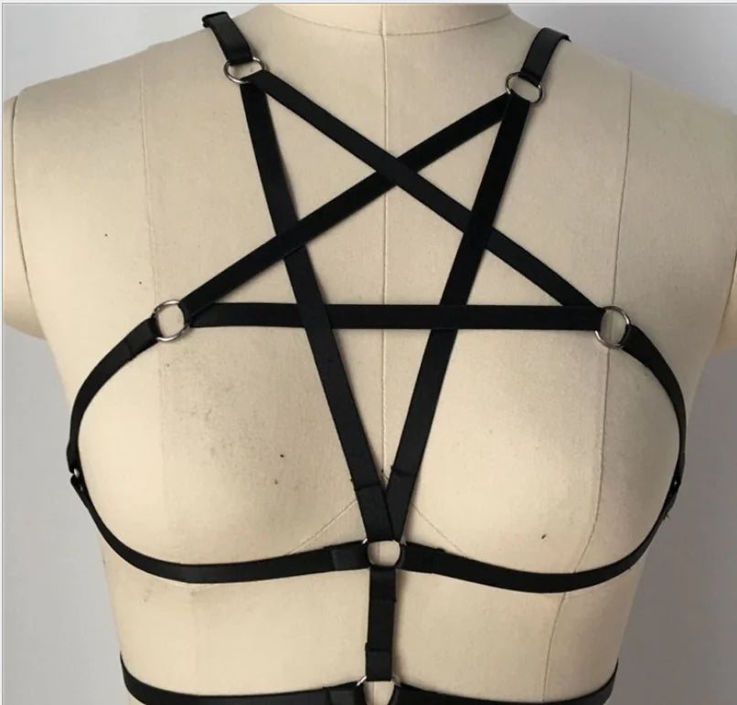 Gothic Punk Style Star Harness Lingerie Set