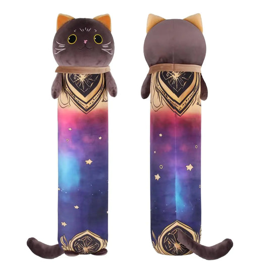 Kawaii Long Cat Plush Body Pillow 20”Soft Cute Black Stuffed Animals Plushies Kids Big Doll Toys Ideal Gifts for CuddlesGirlsGirlfriendBoysBirthdayChristmasHalloweenValentines Day