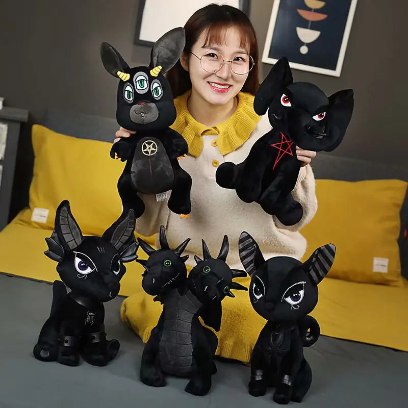 Dark Themed Plush Toy Black Elephant & Cartoon Figures
