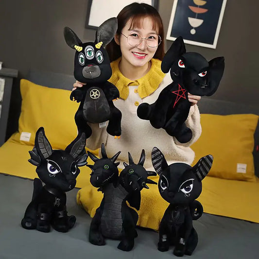 Dark Themed Plush Toy Black Elephant & Cartoon Figures