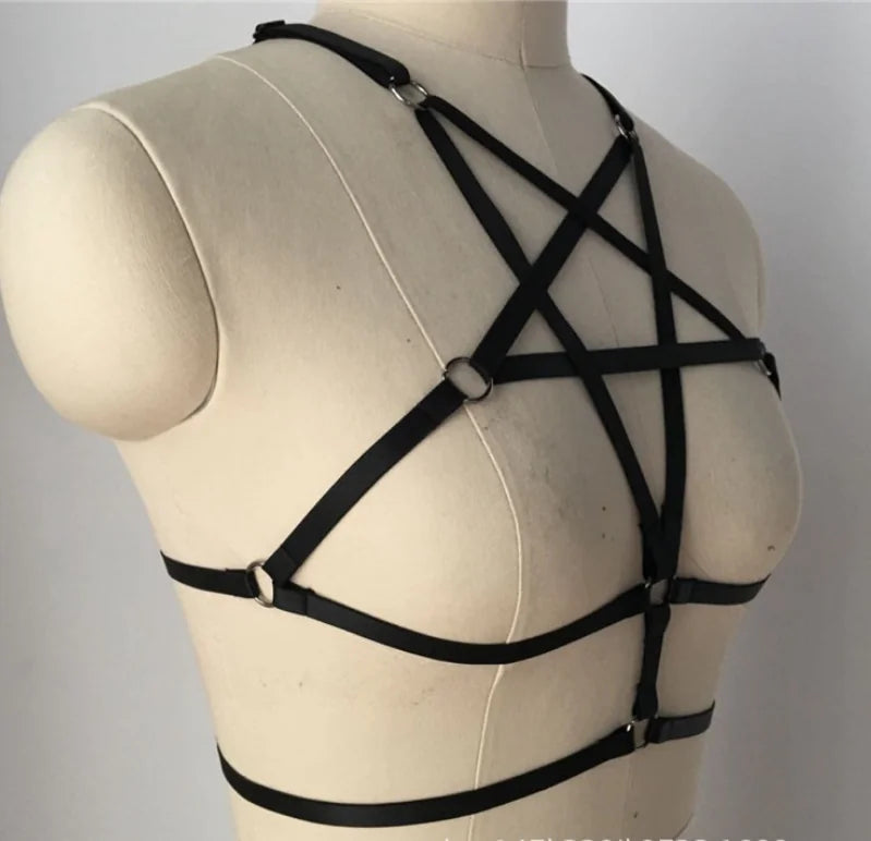 Gothic Punk Style Star Harness Lingerie Set