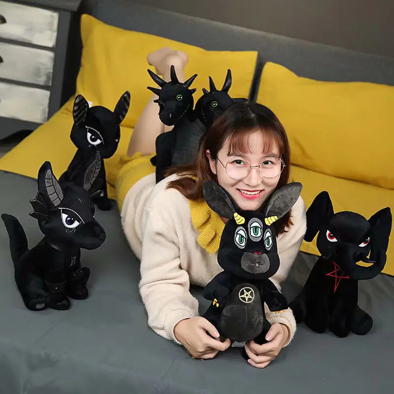Dark Themed Plush Toy Black Elephant & Cartoon Figures