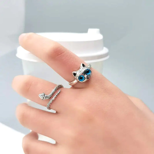 Cat Snake Ring for Women, Fashion Cold Style