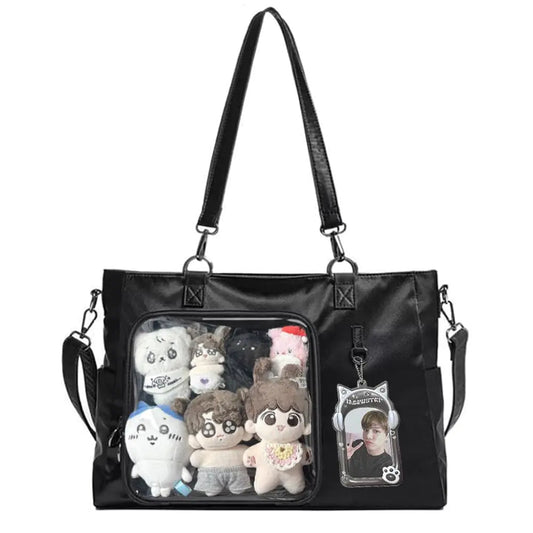 Kpop Tote Bag Kawaii Anime Pin Display Bag Crossbody Bag Shoulder Bag Messenger Bag