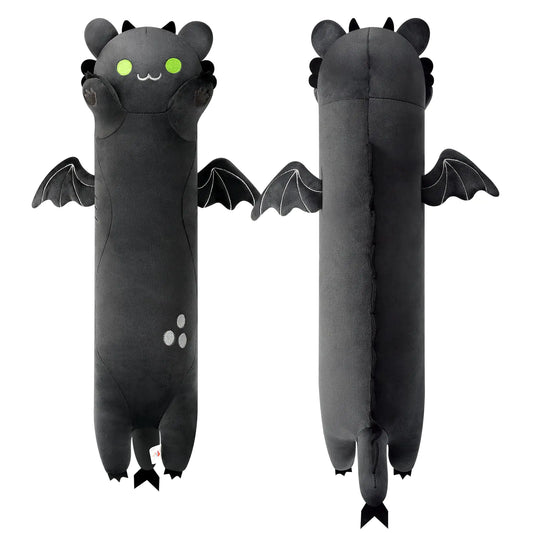 Long Dragon Cat Plush Pillow Cute Dragon Cat Stuffed Animal for Boys and Girls Black 19.6"