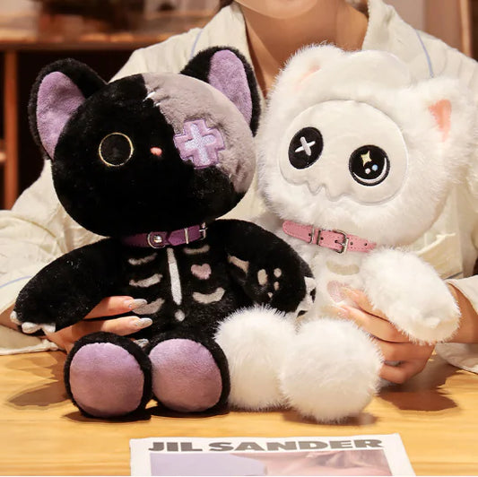 Kawaii Devil Skeleton Cat Plush Toy - Gothic Design